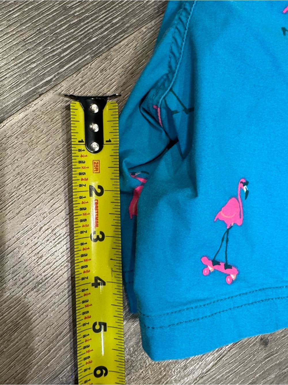 Men's Teal Flamingo Print Athletic Shorts with Drawstring 0998 - Picture 4 of 4